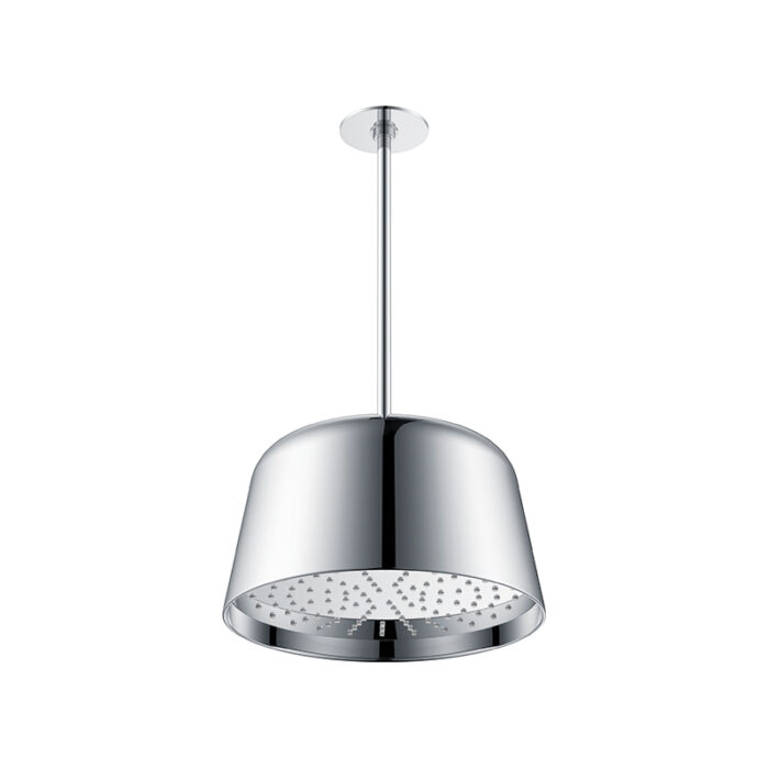 3 LAMPSHAPE SHOWER HEAD SHOWER ARM & FLANGE CHROME (10") - Image 1