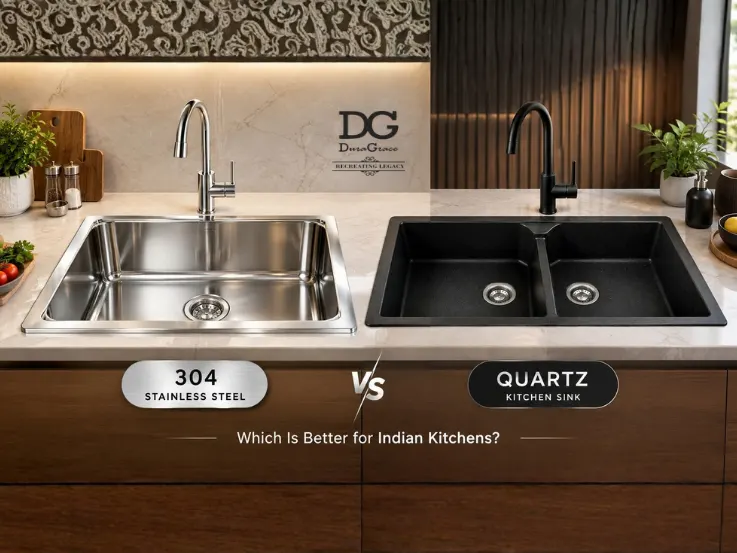 304 stainless steel and quartz kitchen sink side by side comparison
