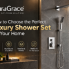 Luxury shower set for home with modern overhead shower and premium bathroom fittings