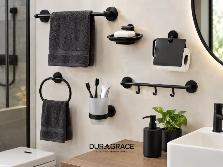 5 Matte Black Bath Accessories